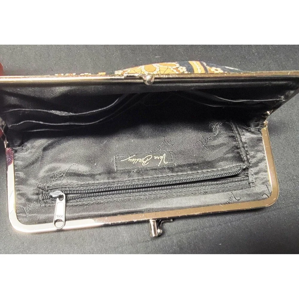 Vera Bradley Cafe Latte Clutch Bag Silver Hardware Snap Close 8x4 in